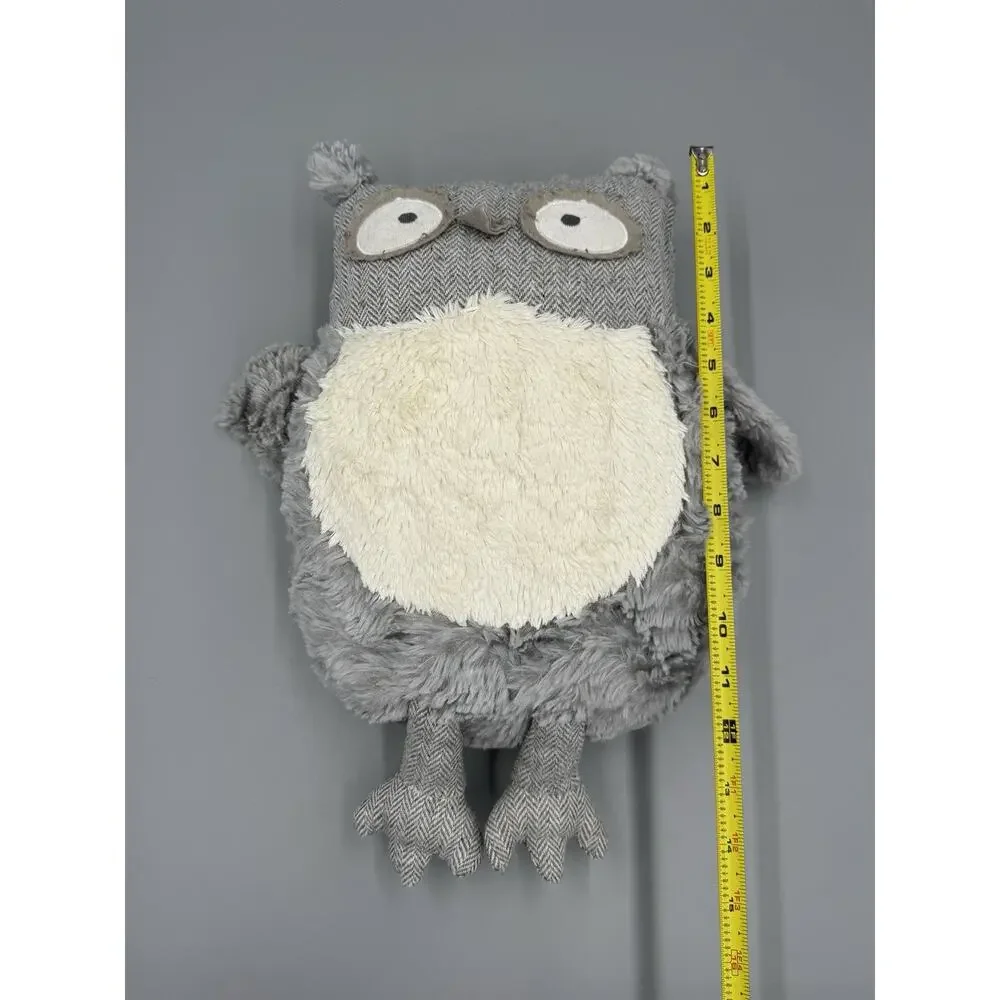 Pier One Imports Roxie Owl Decorative Pillow Plush 12” Gray White Stuffed Animal